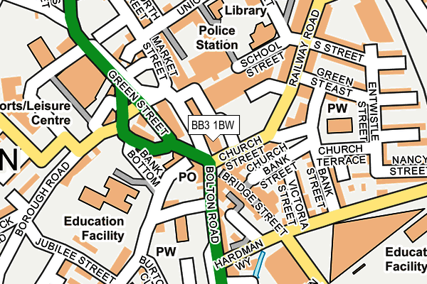 BB3 1BW map - OS OpenMap – Local (Ordnance Survey)