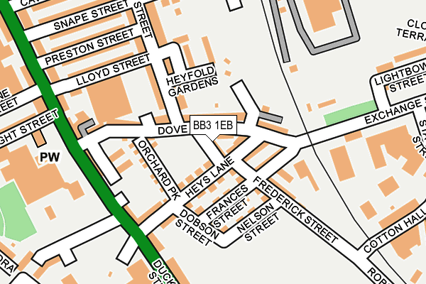 BB3 1EB map - OS OpenMap – Local (Ordnance Survey)