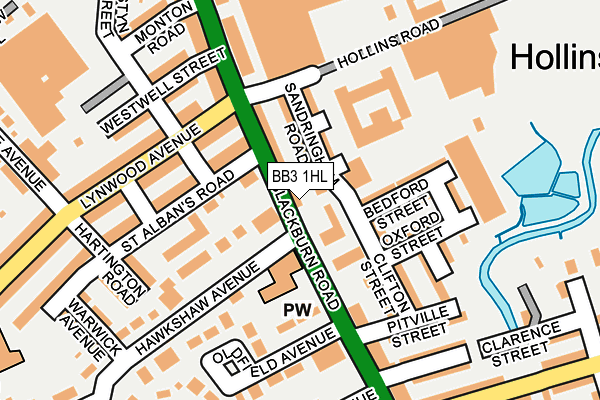 BB3 1HL map - OS OpenMap – Local (Ordnance Survey)