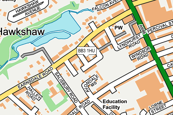 BB3 1HU map - OS OpenMap – Local (Ordnance Survey)