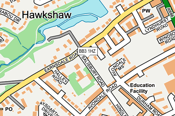 BB3 1HZ map - OS OpenMap – Local (Ordnance Survey)