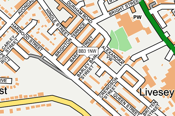 BB3 1NW map - OS OpenMap – Local (Ordnance Survey)