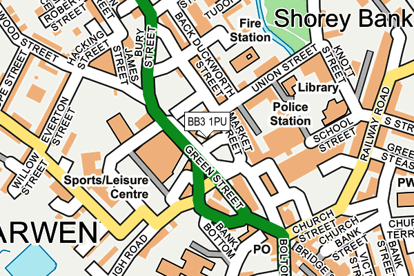BB3 1PU map - OS OpenMap – Local (Ordnance Survey)