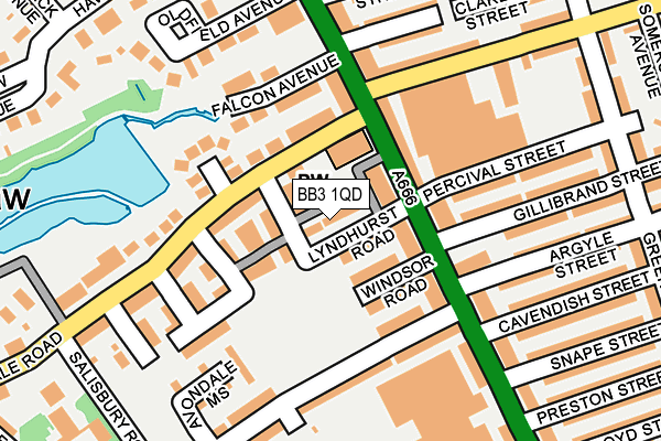 BB3 1QD map - OS OpenMap – Local (Ordnance Survey)