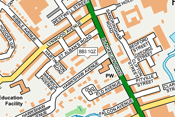 BB3 1QZ map - OS OpenMap – Local (Ordnance Survey)