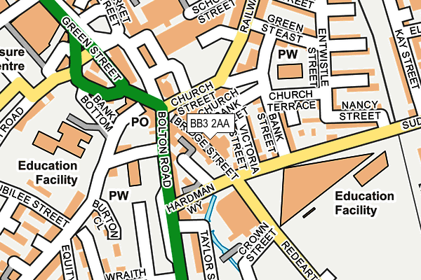 BB3 2AA map - OS OpenMap – Local (Ordnance Survey)