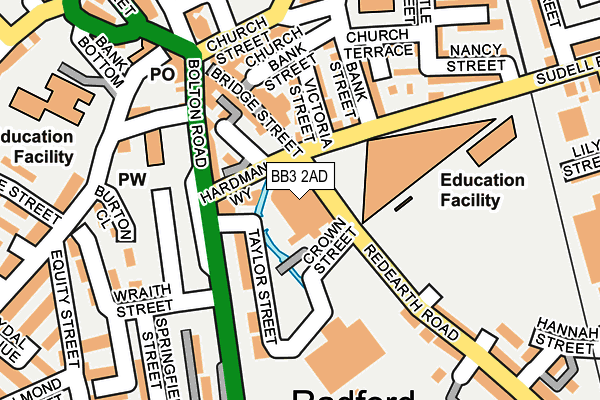 BB3 2AD map - OS OpenMap – Local (Ordnance Survey)