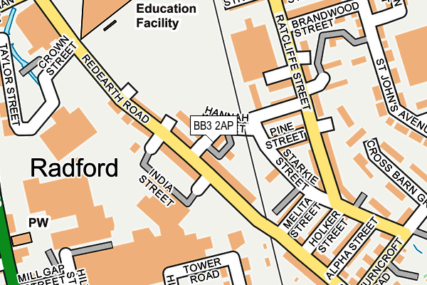 BB3 2AP map - OS OpenMap – Local (Ordnance Survey)