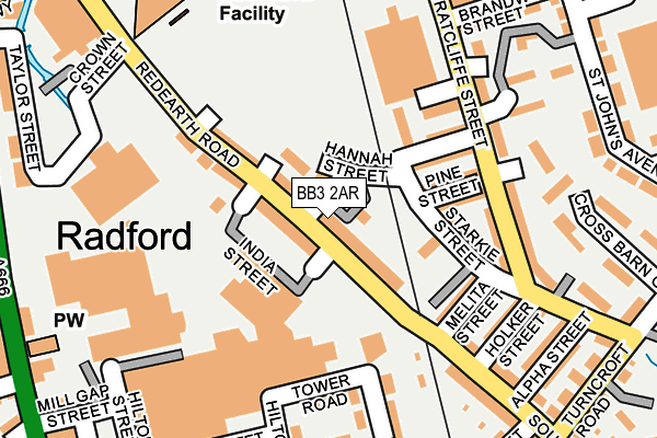 BB3 2AR map - OS OpenMap – Local (Ordnance Survey)