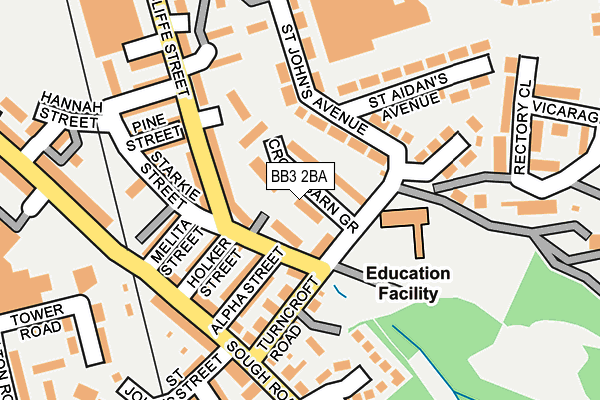 BB3 2BA map - OS OpenMap – Local (Ordnance Survey)