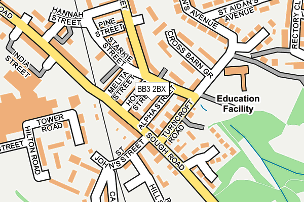 BB3 2BX map - OS OpenMap – Local (Ordnance Survey)