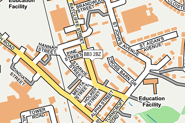 BB3 2BZ map - OS OpenMap – Local (Ordnance Survey)