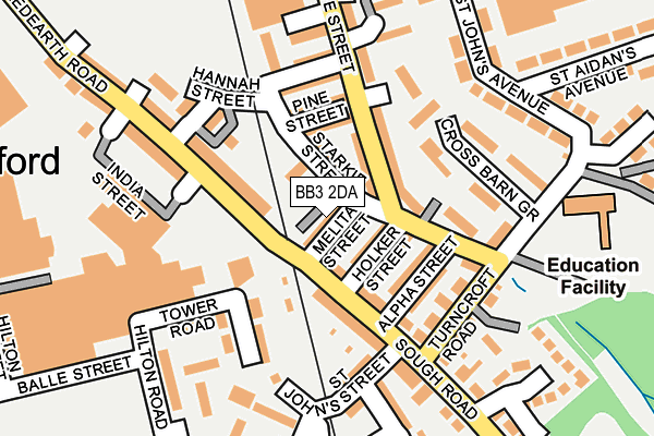 BB3 2DA map - OS OpenMap – Local (Ordnance Survey)