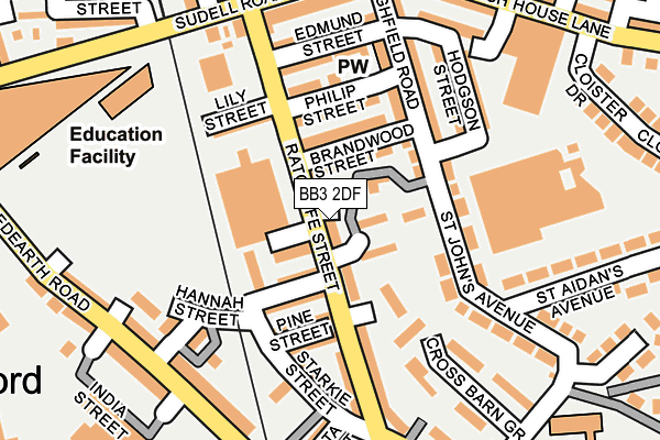 BB3 2DF map - OS OpenMap – Local (Ordnance Survey)