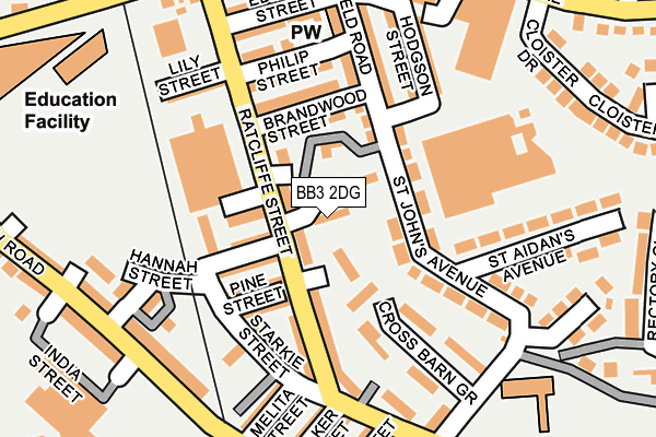 BB3 2DG map - OS OpenMap – Local (Ordnance Survey)