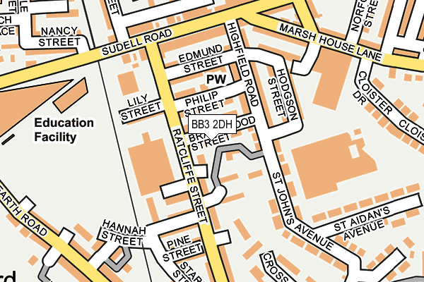 BB3 2DH map - OS OpenMap – Local (Ordnance Survey)