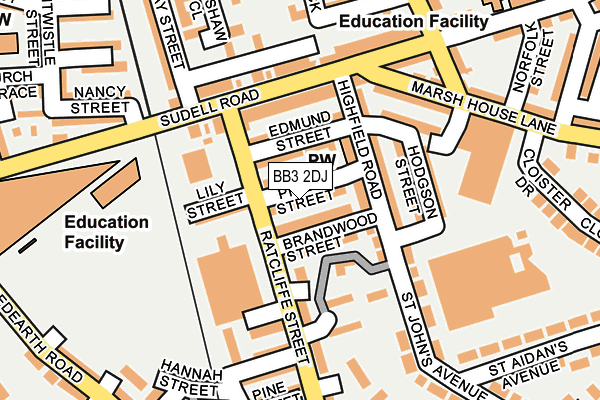 BB3 2DJ map - OS OpenMap – Local (Ordnance Survey)