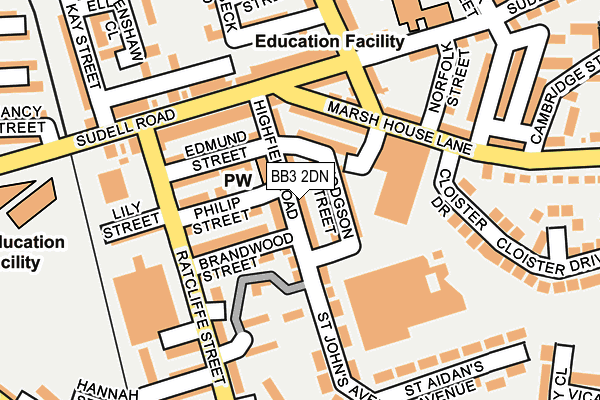 BB3 2DN map - OS OpenMap – Local (Ordnance Survey)