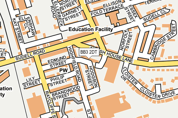 BB3 2DT map - OS OpenMap – Local (Ordnance Survey)