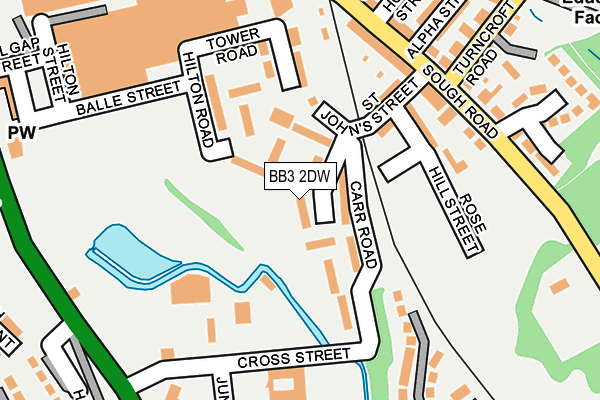 BB3 2DW map - OS OpenMap – Local (Ordnance Survey)