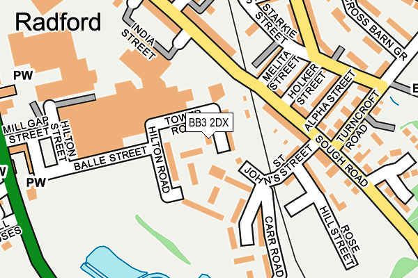 BB3 2DX map - OS OpenMap – Local (Ordnance Survey)