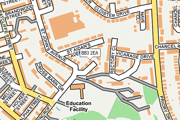 BB3 2EA map - OS OpenMap – Local (Ordnance Survey)