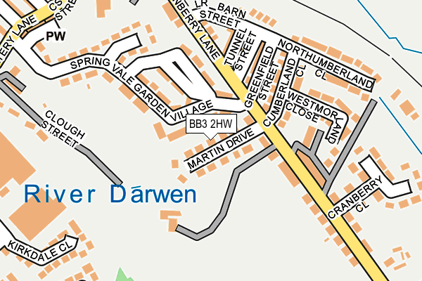 BB3 2HW map - OS OpenMap – Local (Ordnance Survey)