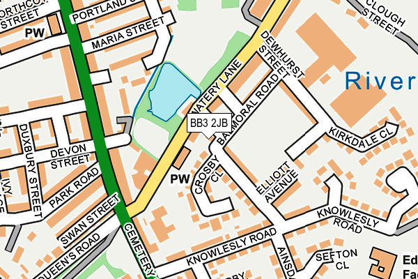 BB3 2JB map - OS OpenMap – Local (Ordnance Survey)