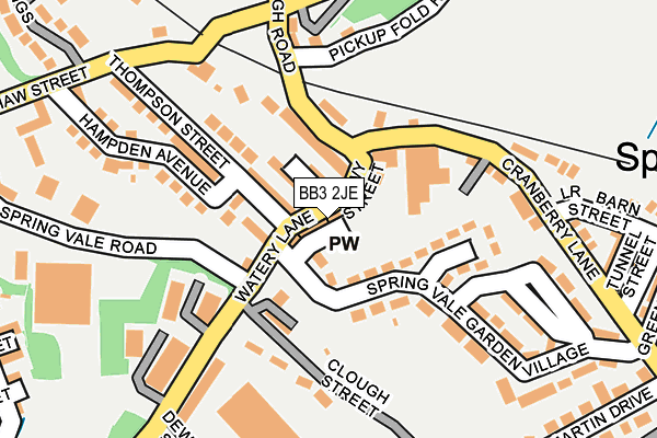 BB3 2JE map - OS OpenMap – Local (Ordnance Survey)
