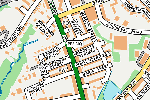 BB3 2JQ map - OS OpenMap – Local (Ordnance Survey)