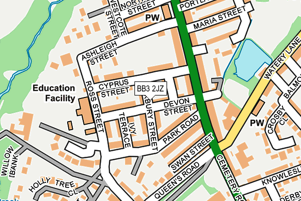 BB3 2JZ map - OS OpenMap – Local (Ordnance Survey)