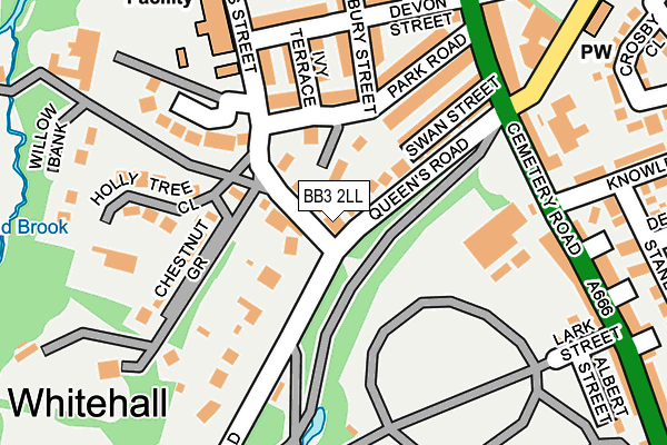 BB3 2LL map - OS OpenMap – Local (Ordnance Survey)