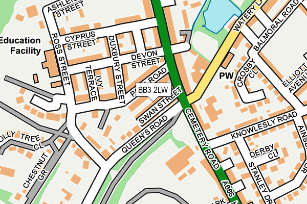 BB3 2LW map - OS OpenMap – Local (Ordnance Survey)