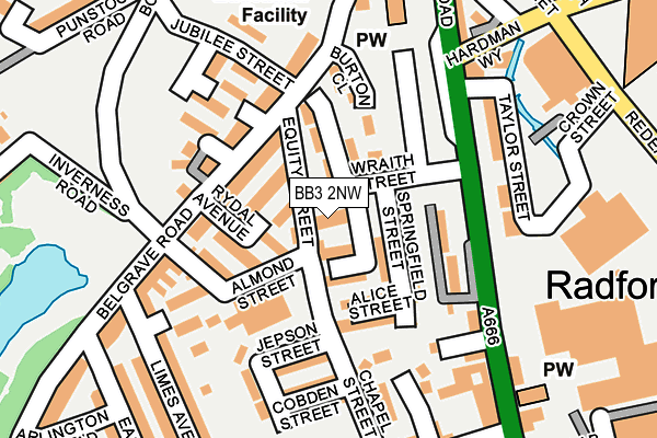 BB3 2NW map - OS OpenMap – Local (Ordnance Survey)