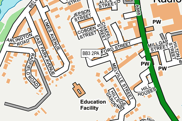 BB3 2PA map - OS OpenMap – Local (Ordnance Survey)