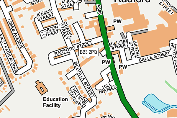 BB3 2PQ map - OS OpenMap – Local (Ordnance Survey)