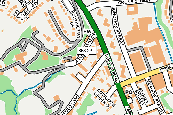 BB3 2PT map - OS OpenMap – Local (Ordnance Survey)