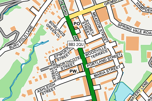 BB3 2QU map - OS OpenMap – Local (Ordnance Survey)