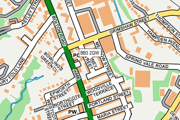 BB3 2QW map - OS OpenMap – Local (Ordnance Survey)