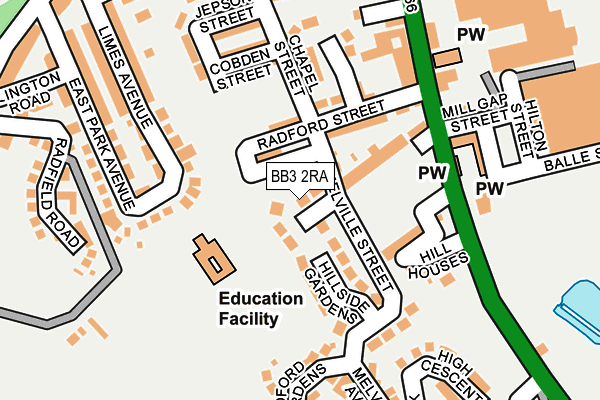 BB3 2RA map - OS OpenMap – Local (Ordnance Survey)