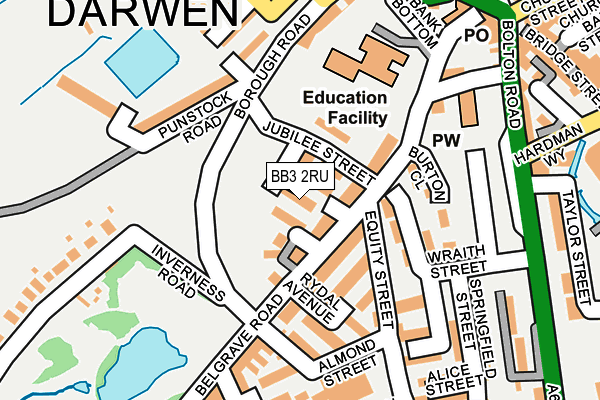 BB3 2RU map - OS OpenMap – Local (Ordnance Survey)