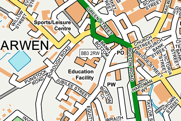 BB3 2RW map - OS OpenMap – Local (Ordnance Survey)