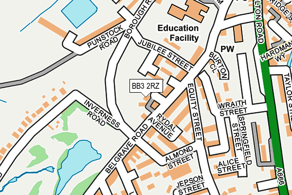 BB3 2RZ map - OS OpenMap – Local (Ordnance Survey)