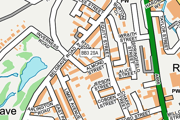 BB3 2SA map - OS OpenMap – Local (Ordnance Survey)
