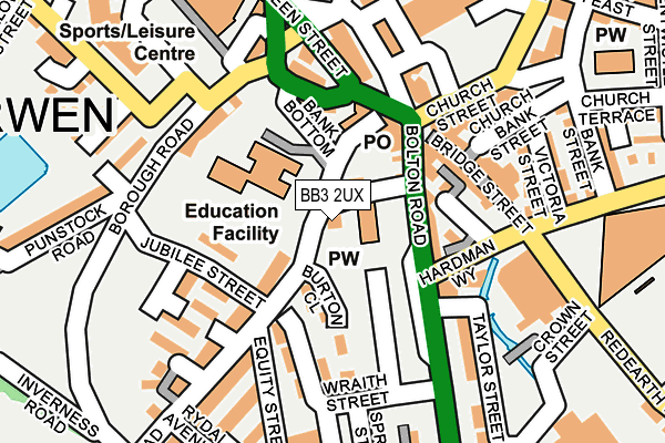 BB3 2UX map - OS OpenMap – Local (Ordnance Survey)