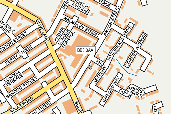 BB3 3AA map - OS OpenMap – Local (Ordnance Survey)