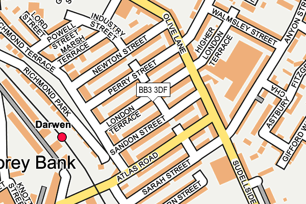 BB3 3DF map - OS OpenMap – Local (Ordnance Survey)