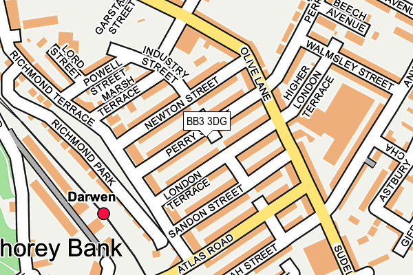 Map of DARWEN TAXI LIMITED at local scale