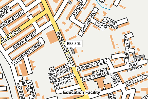 BB3 3DL map - OS OpenMap – Local (Ordnance Survey)