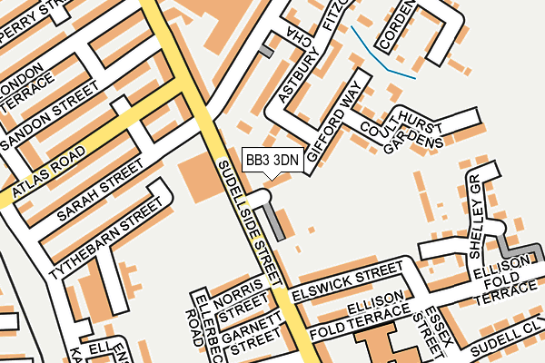 BB3 3DN map - OS OpenMap – Local (Ordnance Survey)